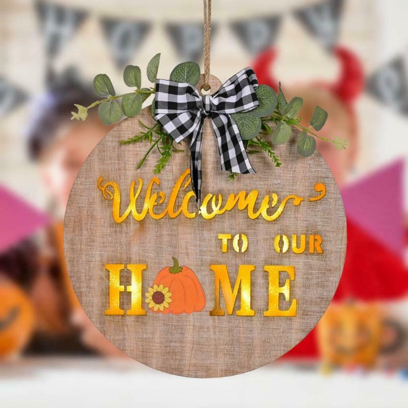 Interchangeable Home Sign for Front Door Holiday Home Decor Sign with LED Light