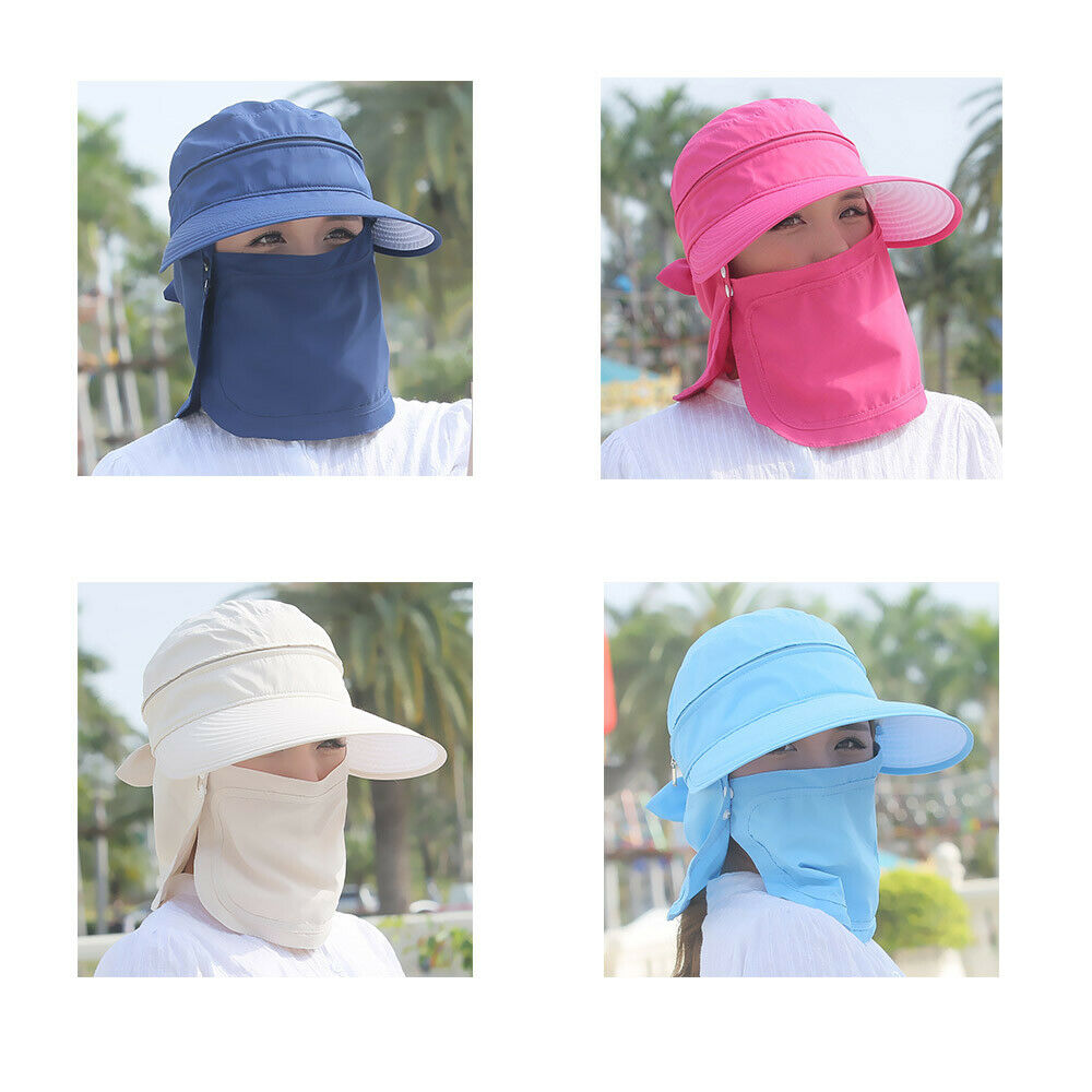 Womens Summer Outdoor Garden Beach Hat Cap Wide Brim Sun UV Neck Face Protection
