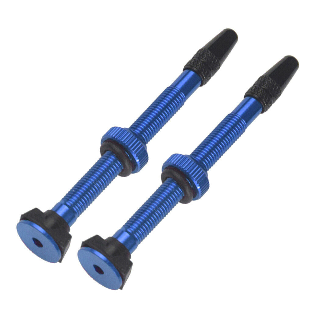 1Pair Road Bike Bicycle Aluminum Alloy 60mm Tubeless Presta Valve Stem Blue