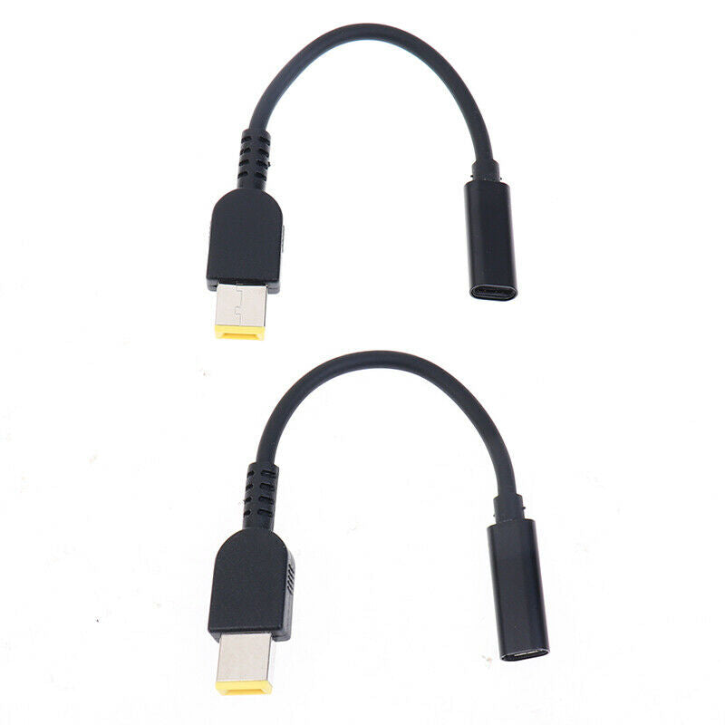 Black Power Adapter Cable USB Type-C Female To Square Plug Charger For Lenov SJ