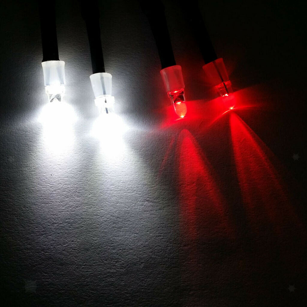 4pcs White And Red LED Lamp 3mm Upgraded Accessory for 1/10 1/16