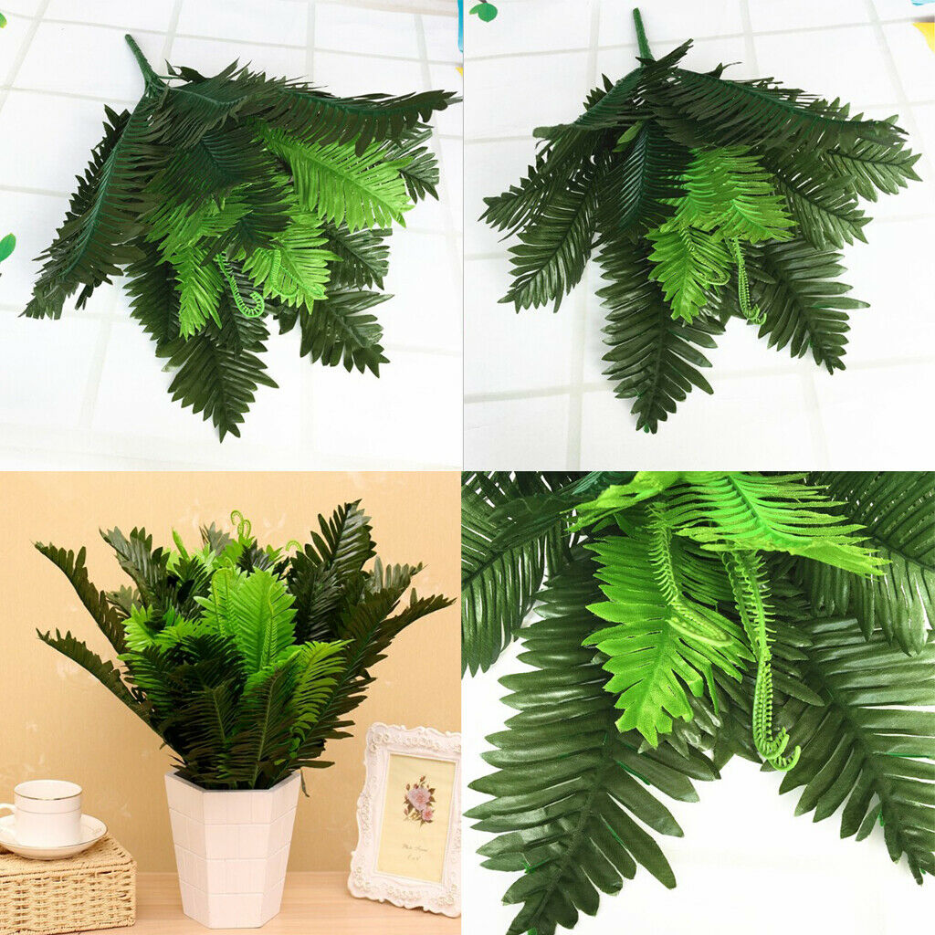 Artificial Cycas Leaves Silk Cloth Plastic Plants Bouquet Green 18 Leaves