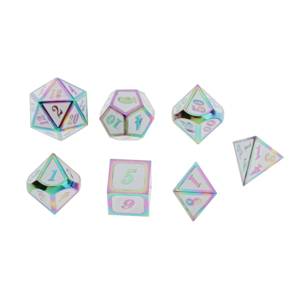 7pcs/pack Dice for Dragon Scales DnD D&D Pathfinder RPG Dices Rainbow White