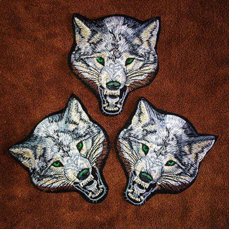 Animal wolf head iron on patches Sewon embroidered patch motif applique!e.l8