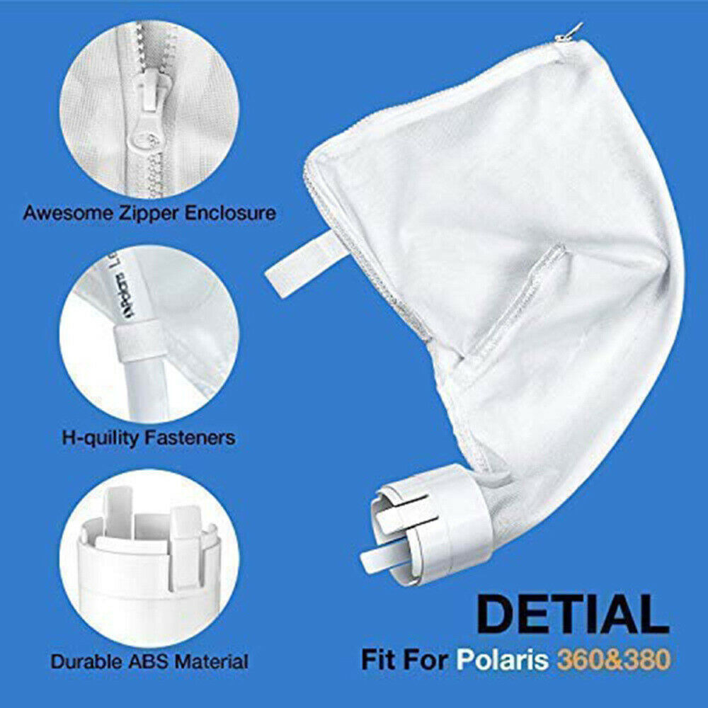 2Pcs Zipper Bag Replacement for Polaris'360/380 Pool Cleaner Suction Machine Kit