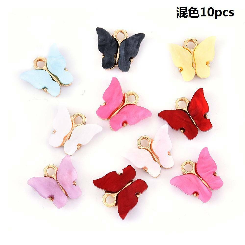10Pc Mixed Butterfly Acrylic Charms Cute DIY Animal Pendant Handmade Jewelry Kit