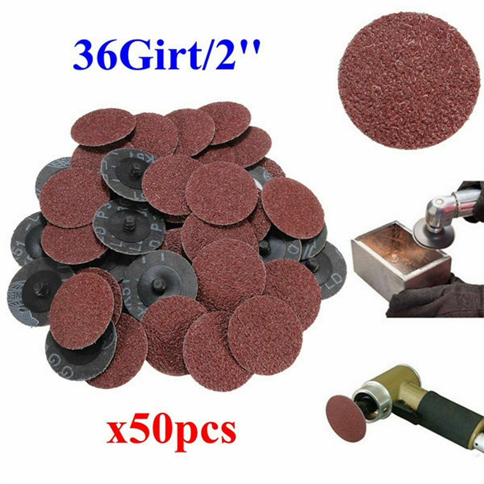 x50 2'' 50mm 36 Grit Roloc Roll Lock Sanding Disc Dremel Abrasive Surface Sander