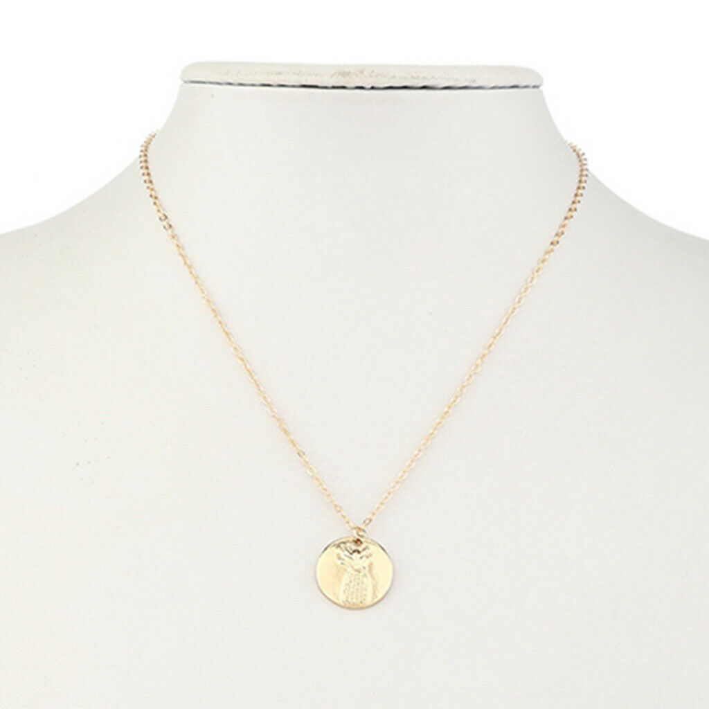 Cricle Disc Pendant Necklace Engraved Pineapple Design Sweater Necklace