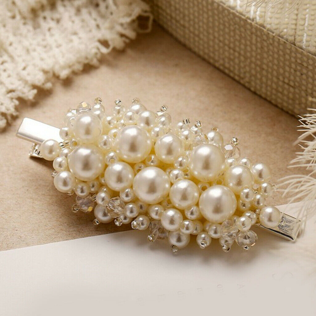 Pearls Hair Brooch Barrettes Jewelry Accessory Hair Pin Bang Clips 7