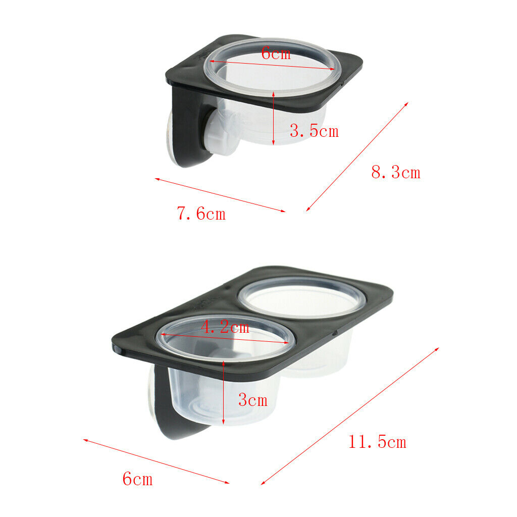 3Pcs Dual + Single Reptile Feeding Basin Dish Bowl with Suction Cup for Worm