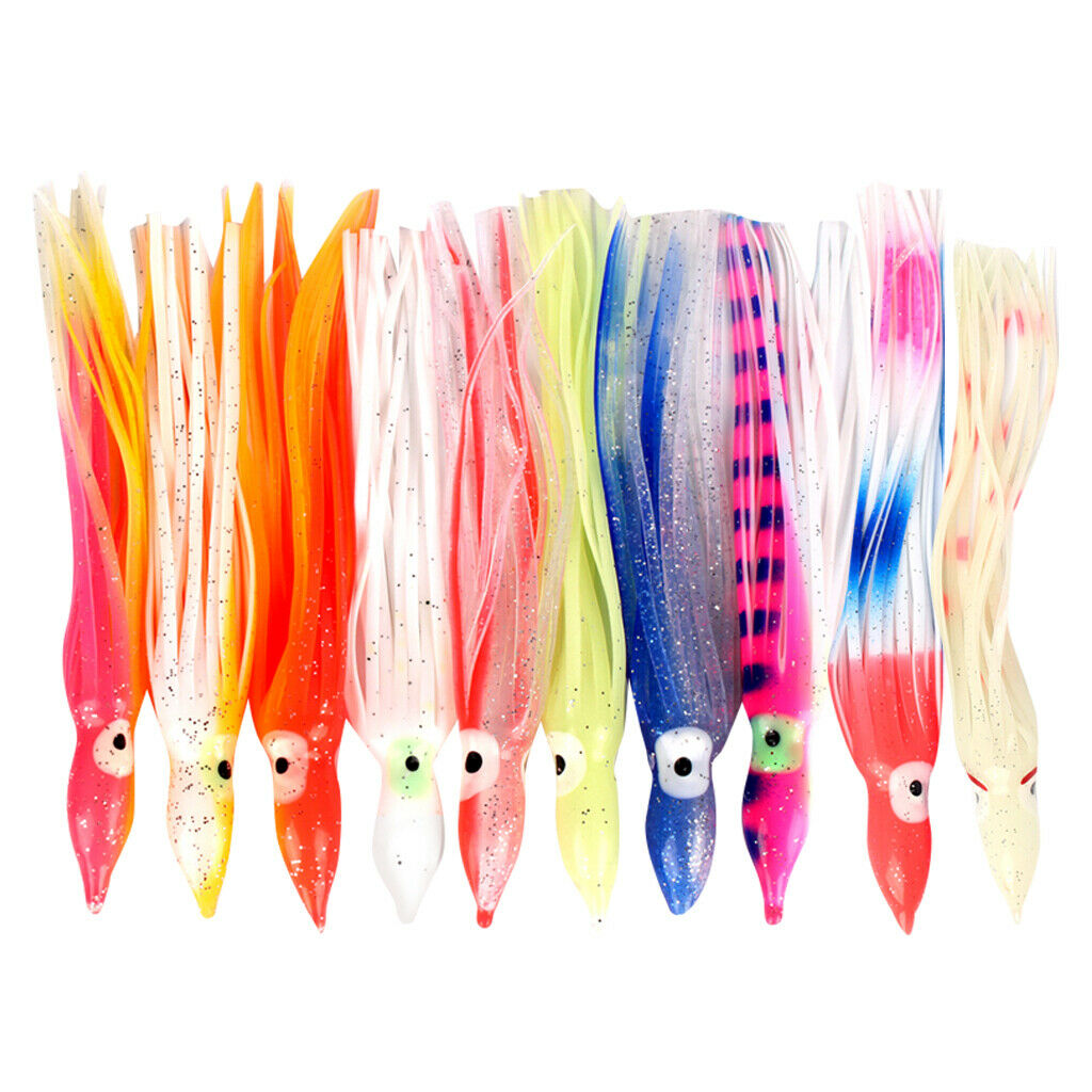 10pcs Fishing Lures Squid Octopus Skirts Lures Soft Baits Crankbaits M
