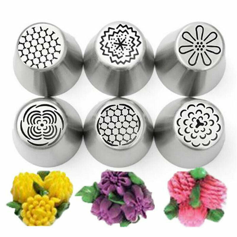 6Pcs/Set Russian Tulip Icing Piping Nozzles Stainless Steel Pastry Cake T.l8