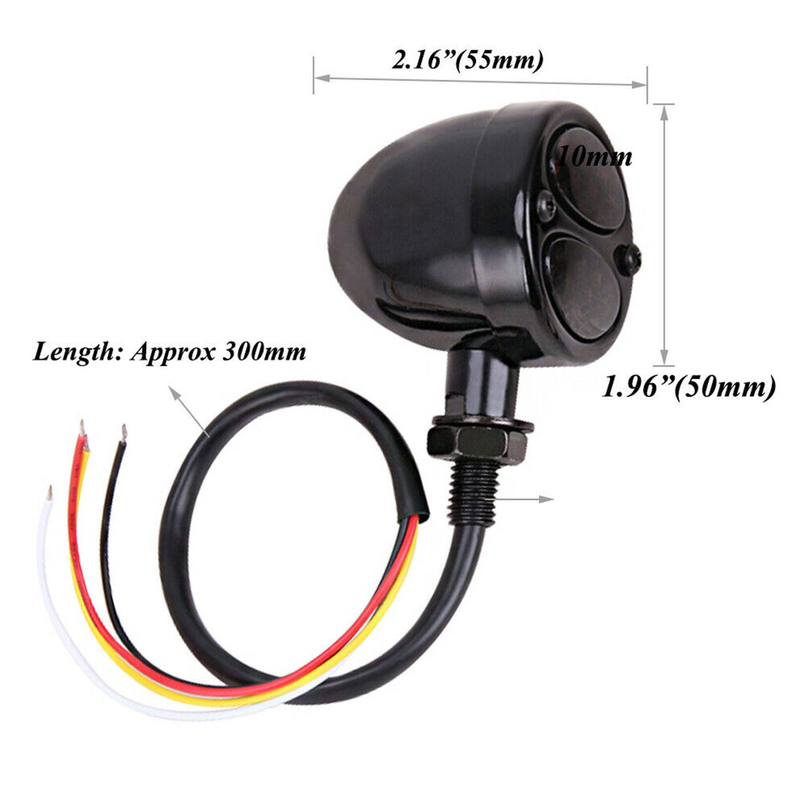 Motorcycle LED Black Bullet Brake Running Turn Signal Tail Light For Bobber Cafe
