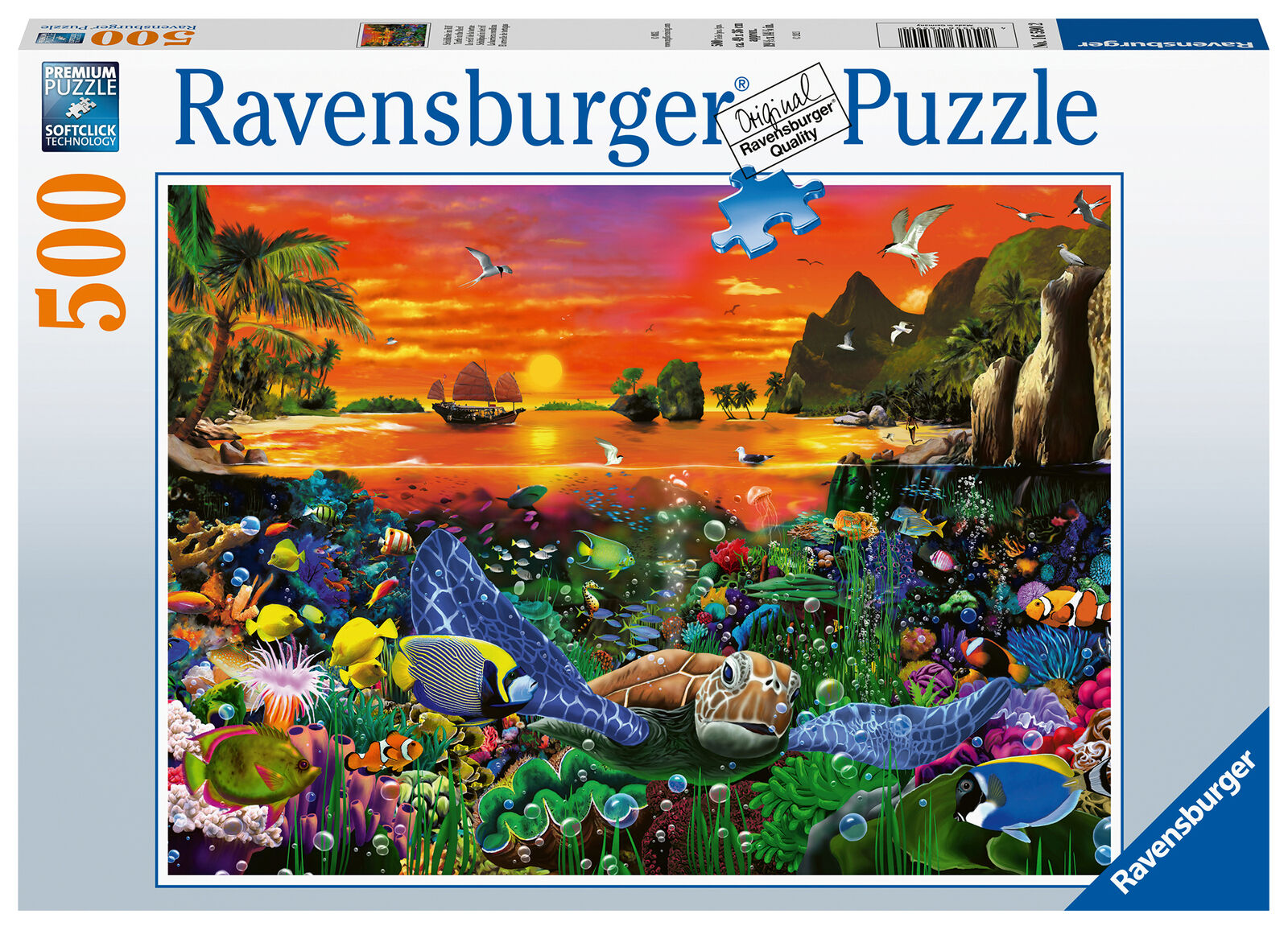 16590 Ravensburger Turtle in the Reef Jigsaw Puzzle includes 500pcs Age 10 Year+