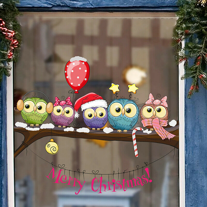 New Year Window Stickers Christmas Decoration Owl On A Tree Branch Wall SticBDA