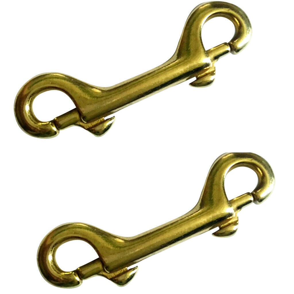 2x Solid Brass Double End  Snap  Hook Key Holder Key Chain 3-1/2