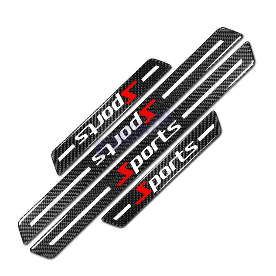 4x Universal Car Door Scuff Sill Cover Panel Step Protector Trim Carbon Fiber