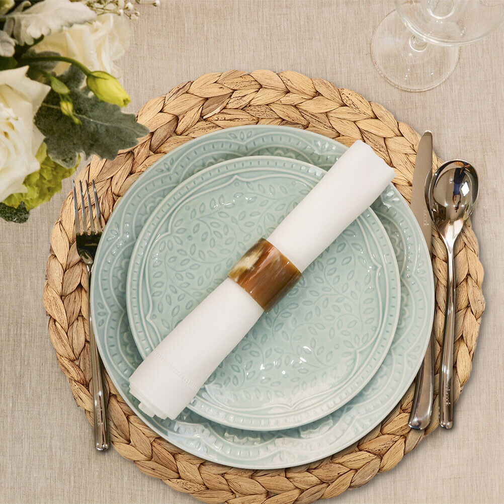 Round Woven Placemats for Table Straw Braided Placemat Heat Resistant Non-Slip