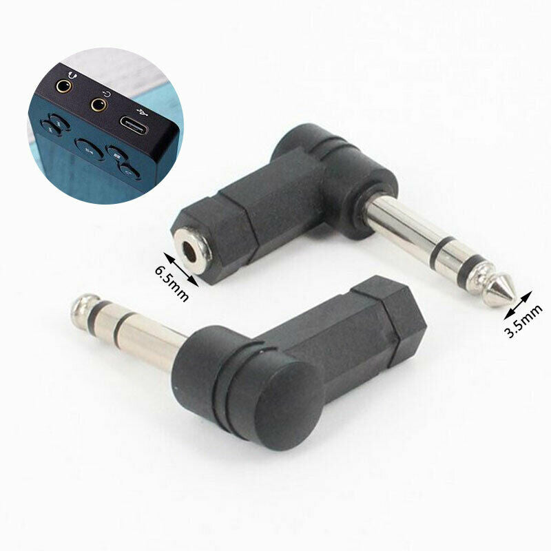 90 Degrees 6.5mm 1/4"Male plug to 3.5mm 1/8"Female Jack Stereo  Audio Ada.l8