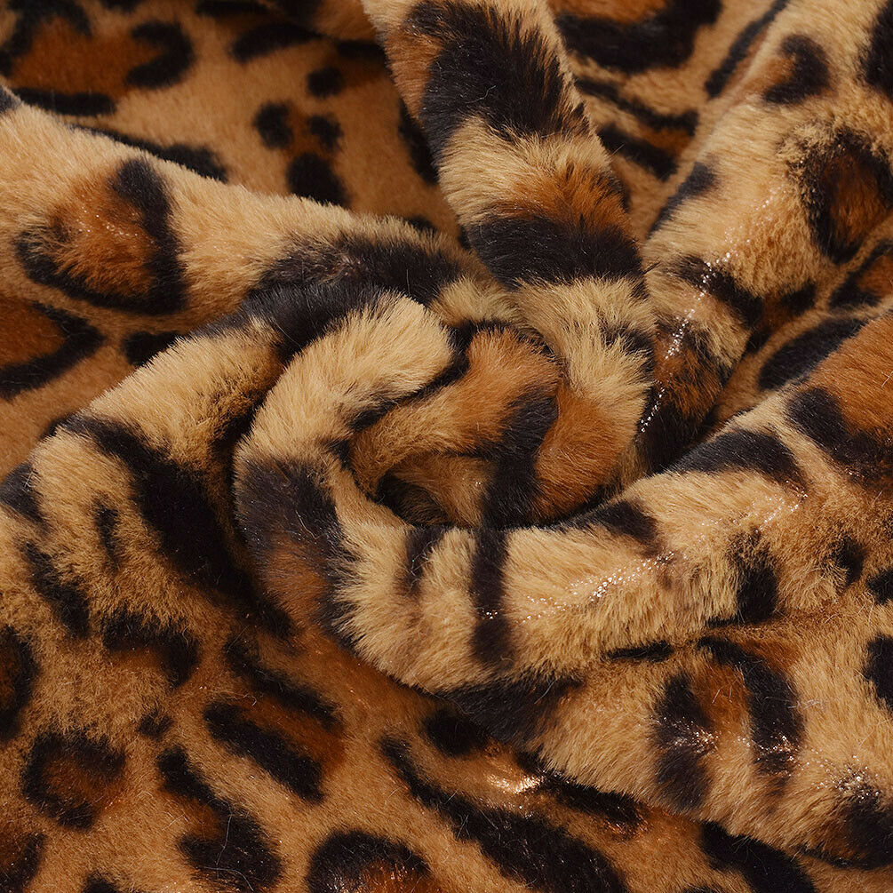 50x160cm Leopard Printed Fur Plush Fabric DIY Sewing Accessory Clothes Bag Decor