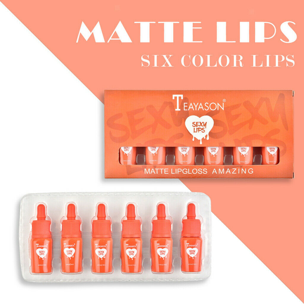 6Pcs Cute Mini Women Makeup Matte Lip Gloss Stain Gift Kit Velvet Lip Tint