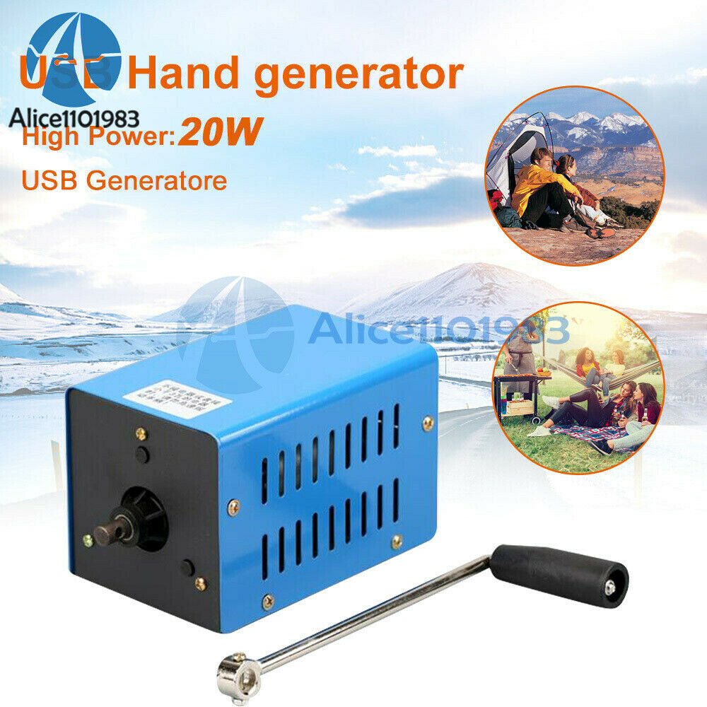 20W Portable Hand Crank Emergency High Power Generator Electric USB Charger