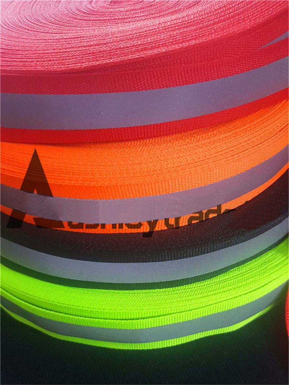 1 inch Reflective Orange Gray Tape Sew On Trim Fabric Material 6M = 20 Foot