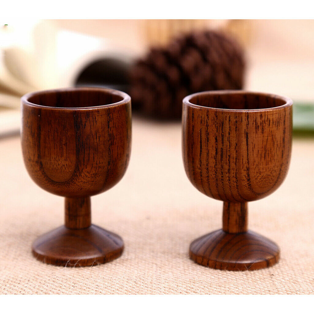 Natural Wooden Goblet Red Wine Cup Beer Mug Party Groomsmen Brown Gift Free