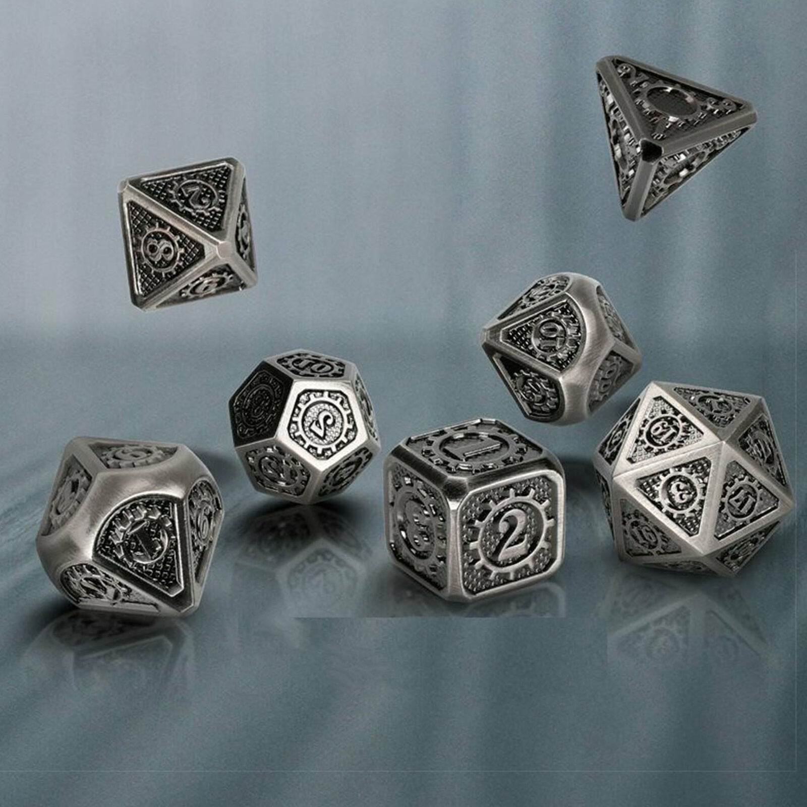 7Pcs Metal Dice Set DND RPG MTG Role Playing Dragons Table Game Nickel-copper