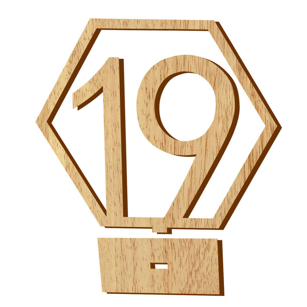 20pcs Hexagon 1-20 Wooden Table Numbers with Holder Base Wedding Table DecDD