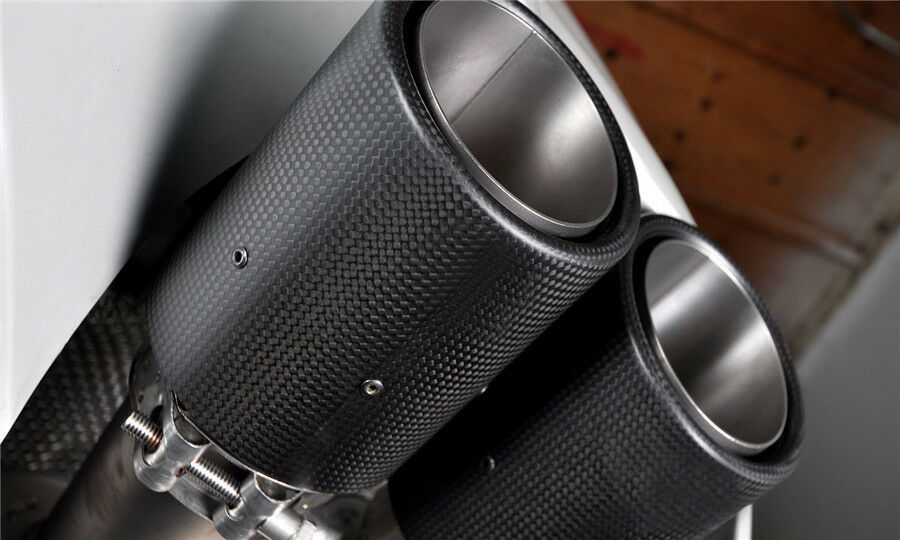 Glossy Carbon Fiber Car Modified Exhaust Pipe Tail Muffler Tip 63-89mm Universal