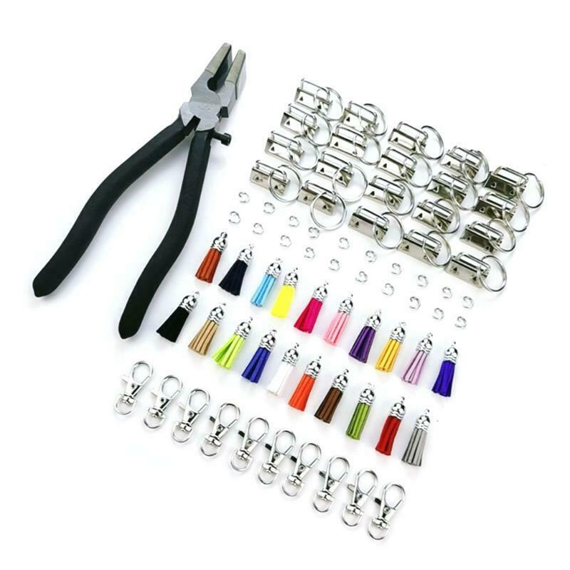 71 Pieces Keychain Hardware Set Colorful Key Chain Making Accessories with Tool