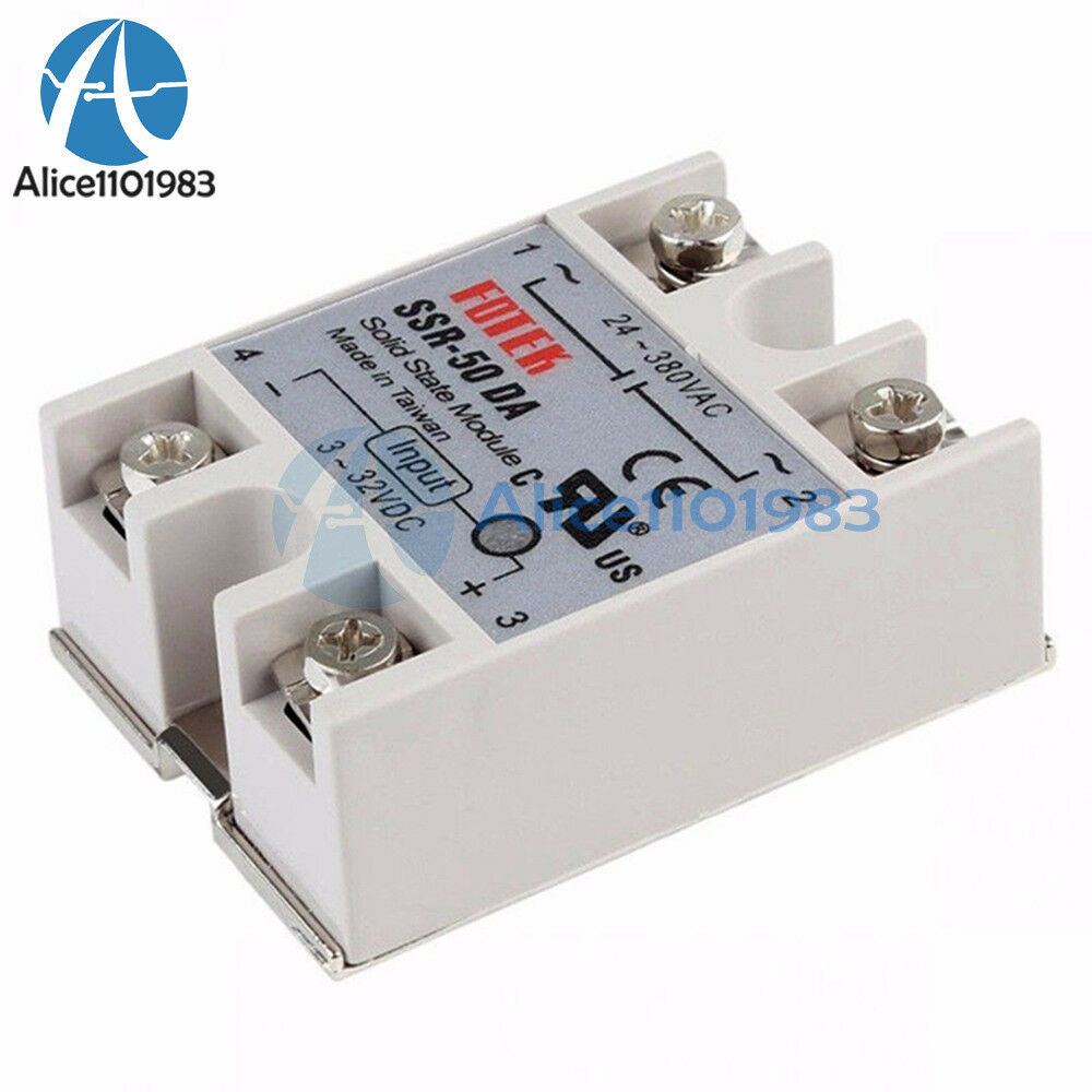 SSR-50DA 3-32VDC 50A 250V Output 24V-380VAC Solid State Relay Module