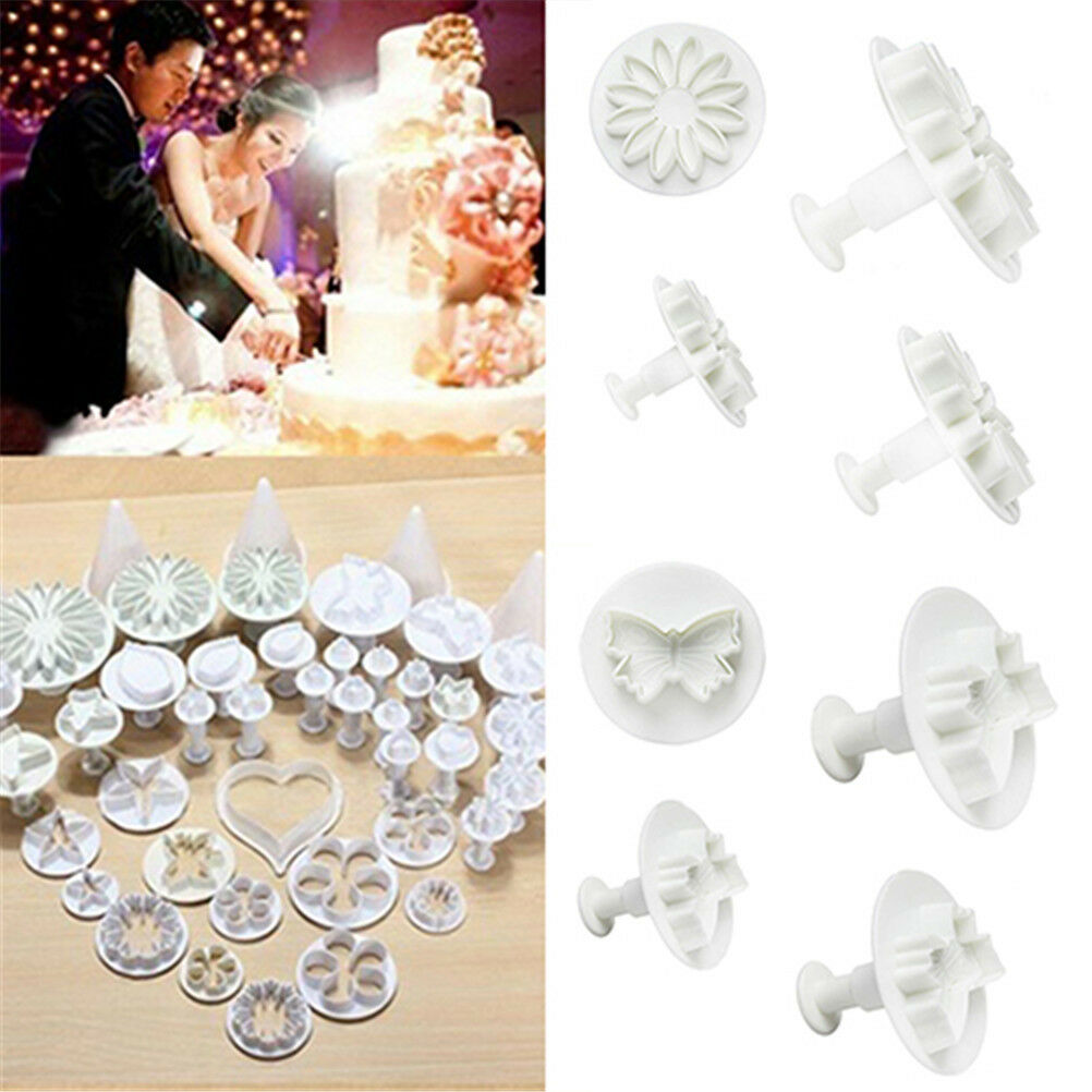 33PCS Sugarcraft Cake Cupcake Decorating Fondant Icing Plunger Cutters Tools  DF