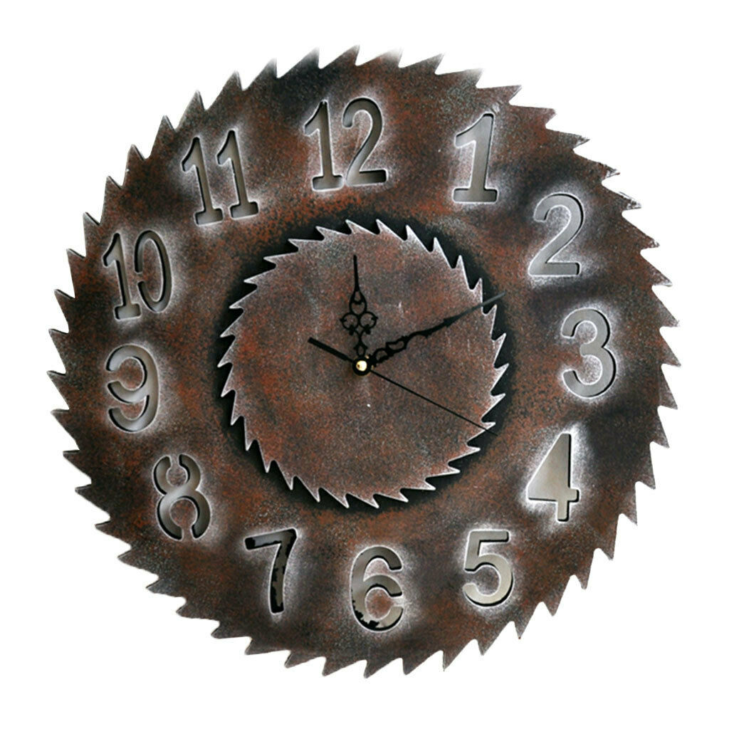Industrial Style Wooden Gear Wall Clock