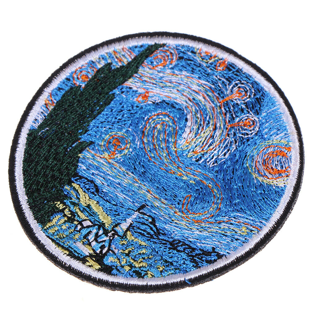 The star night painting embroidery iron on patches DIY clothes applique s.l8