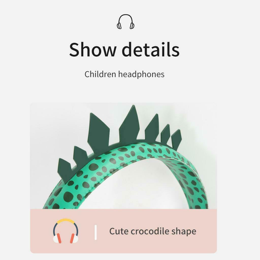 Cute Dinosaur Kids Headphone Volume Limiting Adjustable Headband for Boys