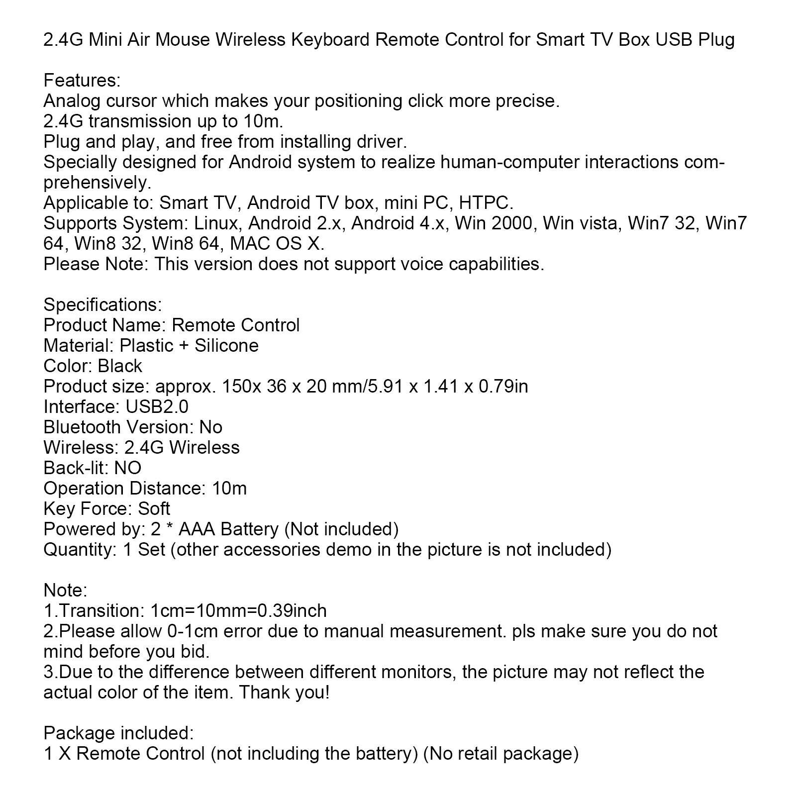 2.4G USB Mini Air Mouse Wireless Keyboard Remote Control For HTPC Android TV-Box