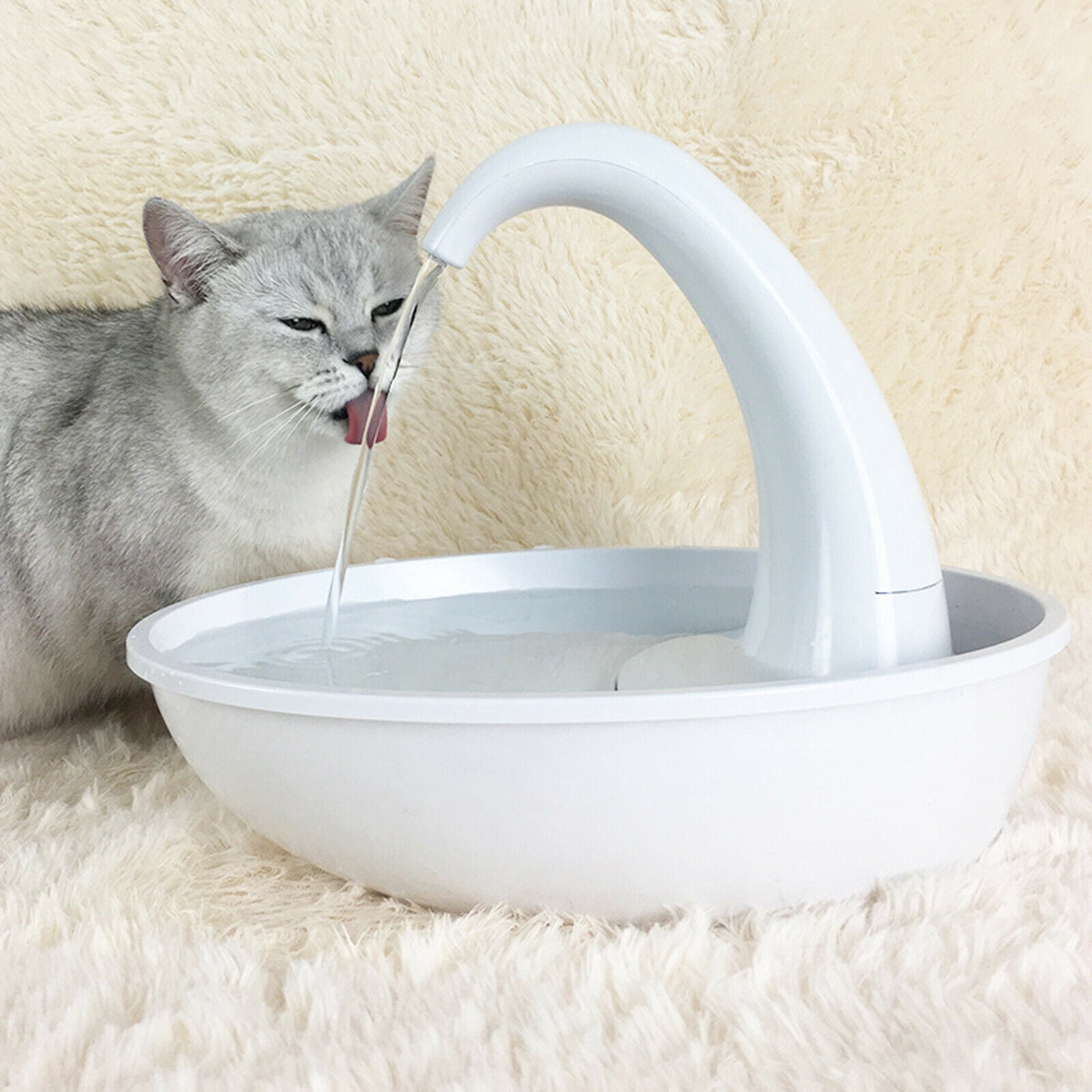Electric Dog Fountain Water Dispenser Waterer Drinking Bowl Dish w/ Filter
