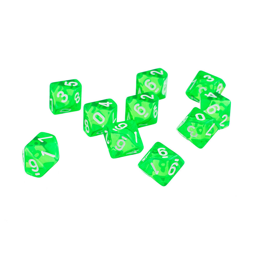 60 Packs Multi Sided Dice 10-Die for Board Game TRPG Roleplaying Casino Fun