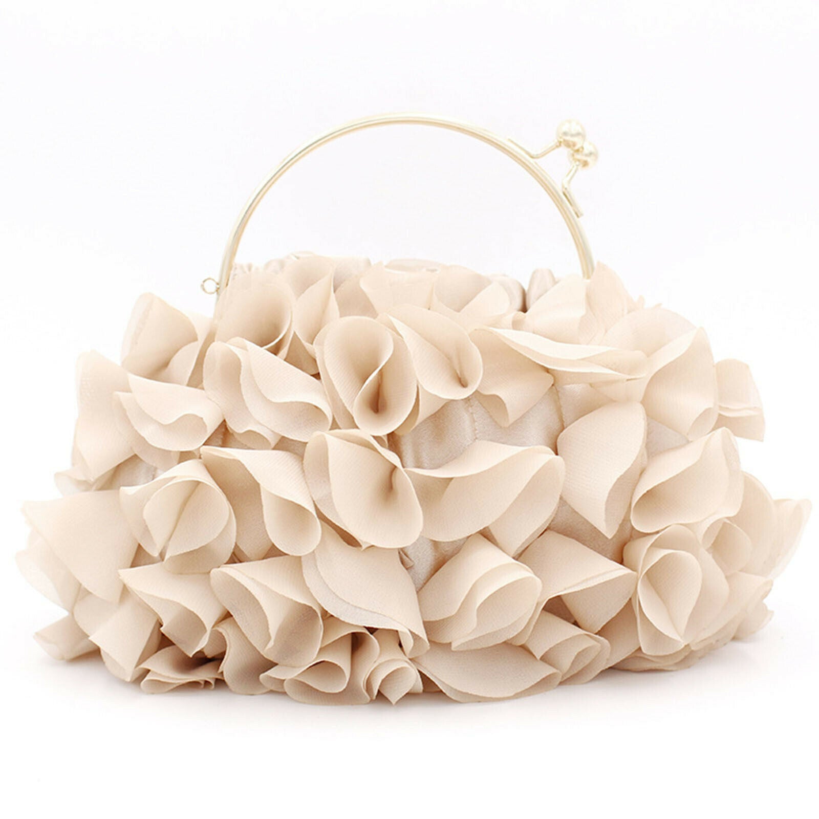Fashion Flower Clutch Purse Bride Top-Handle Evening Bag with Shoulder Chain