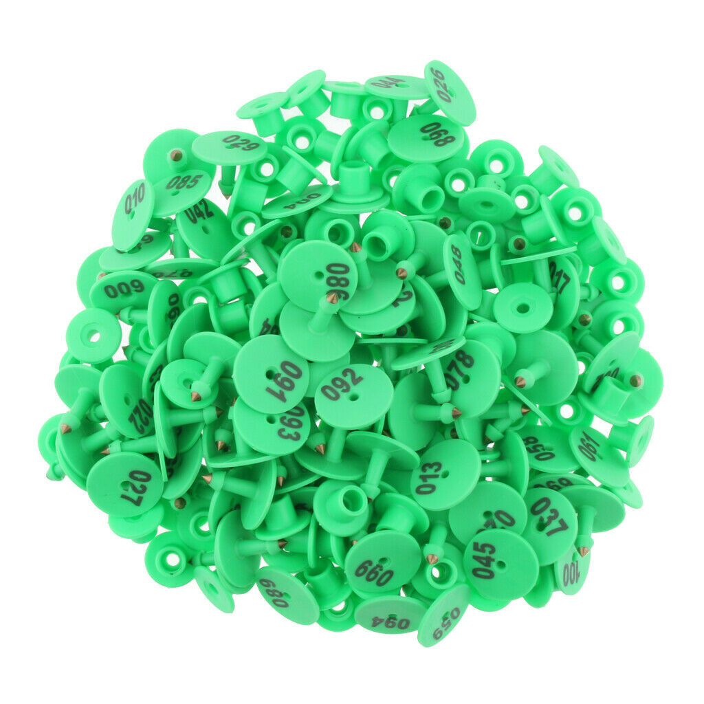 100pcs Small Pre Numbered Cattle Ear Tag for Green