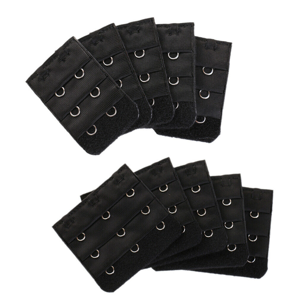 Pack of 10 Piece Elastic Bra Extenders Easily Fit Bra Extension Straps with 3