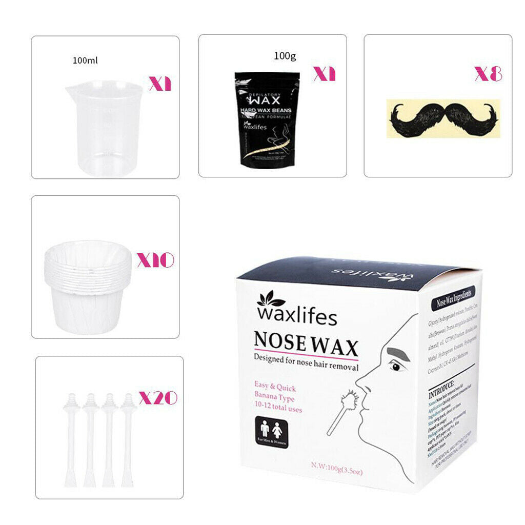 Painless Professional Nose Wax Kit Hair Removal Wax for Eyebrows Facial Noses