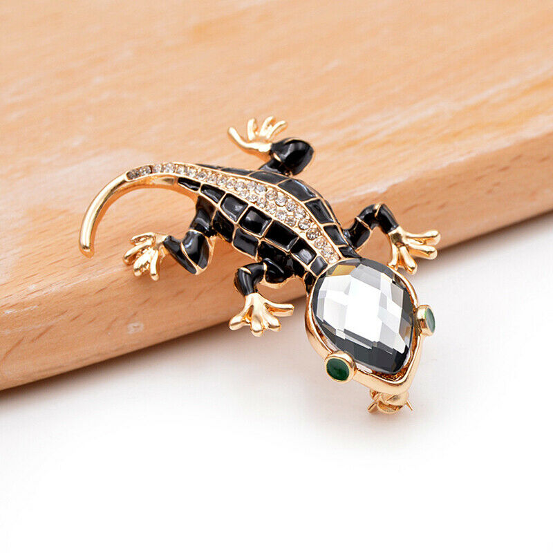 Crystal Lizard Brooches for Women Cute Fashion Animal Pin Clothes Jewelry Bro PT