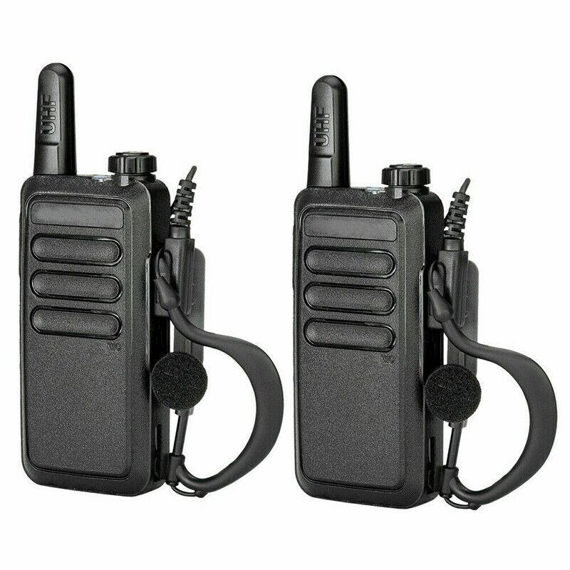 2x 400-470MHz Walkie Talkie Long Range Two Way Radio + Headset For Baofeng BF-R5