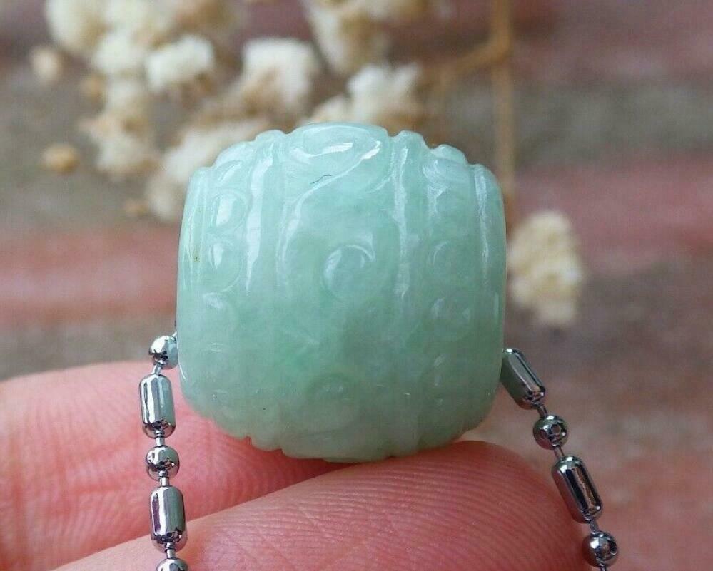 Natural Green A Jade jadeite Hand-carved pendant Flower Circle Donut Necklace