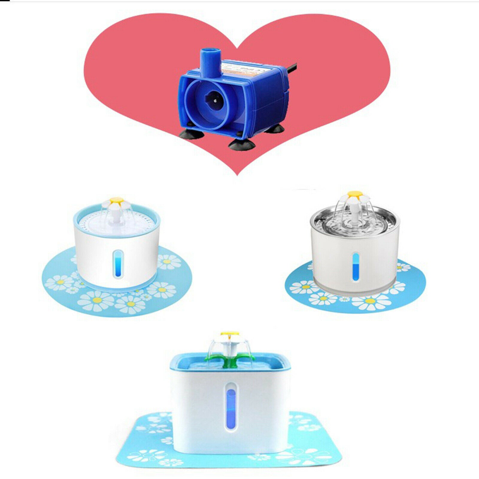2x Auto Water Pump Electric Pet Water Pump Fountain Dogs Cats Drinking