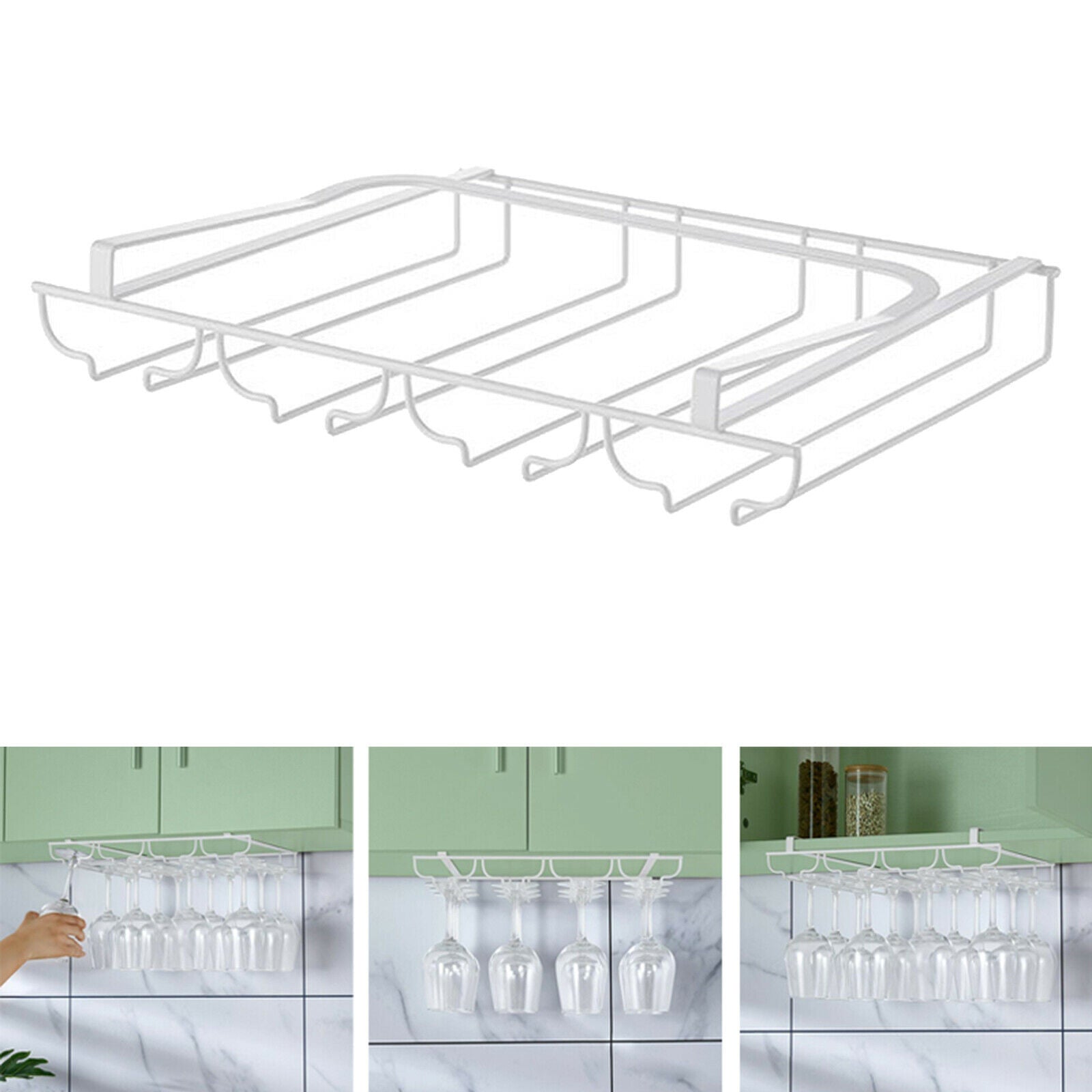 Hanging wine glass shelf, under cabinet bracket, storage bracket