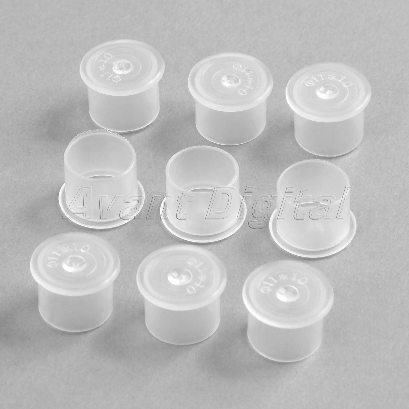 1000Pcs/Pack Disposable Clear White Plastic Tattoo Ink Cups Caps Holder Supply